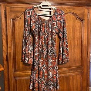 Cute little boho fall dress , bell sleeve